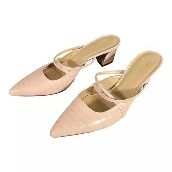 M. Gemi Shoes Pump Heel Pointed Toe Beige Blush Pink 9/40 - Picture 3 of 8